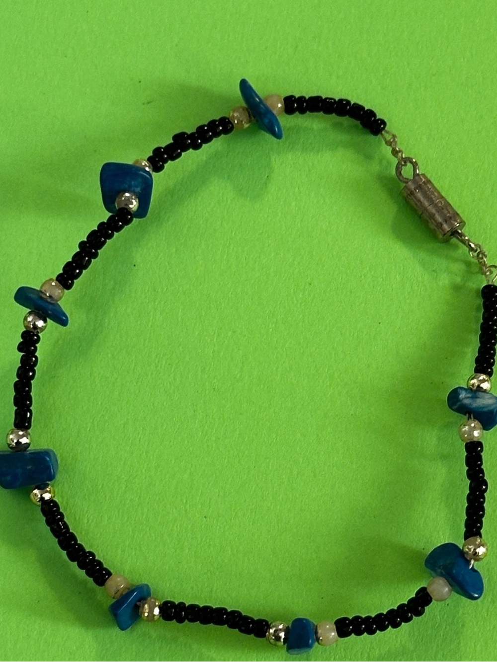 Handmade Black and Blue Beaded Bracelet